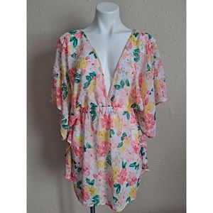 Time and Tru Floral Sheer Beach Coverup